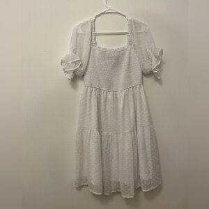 White Puff Sleeve Short Mini Dress